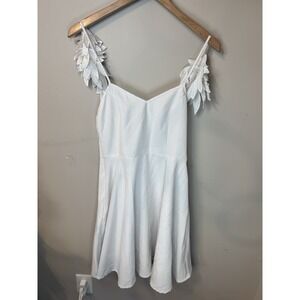 Back-Angel Cute Little Mini Dress with Back Angel Wings White Size Small